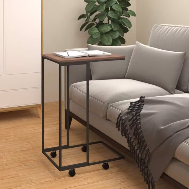 Berkfield Home Black Side Table with Castors, W/D/H: 40 x 30 x 63.5 cm