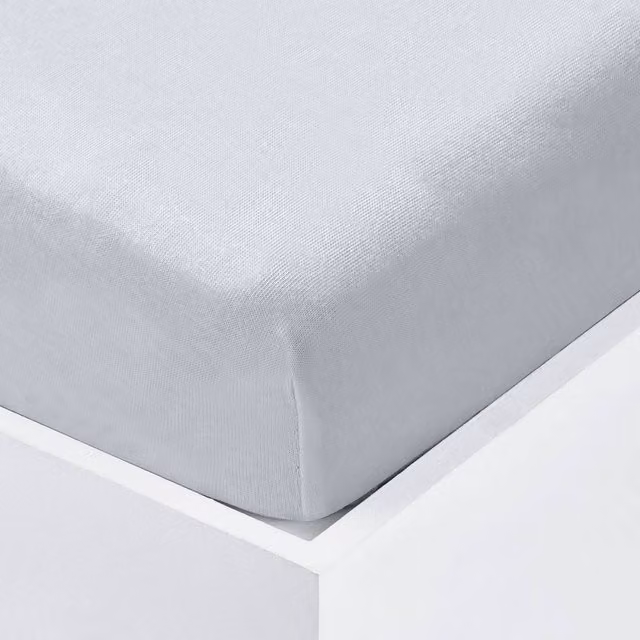Velosso Terry Stretch 100% Cotton Fitted Sheet in Grey, King Size (W: 180 cm, L: 200 cm)