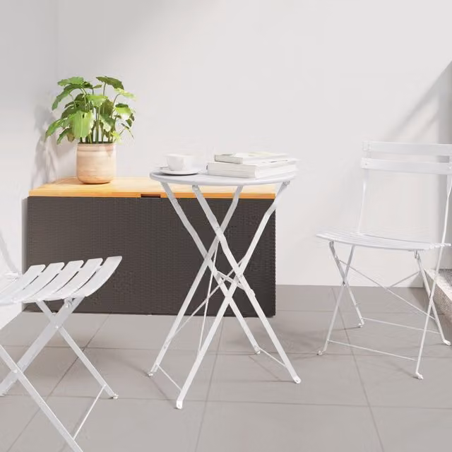 Berkfield Home Folding Bistro Table in White Powder-coated Steel, W/D/H: 50 x 50 x 71 cm – 1