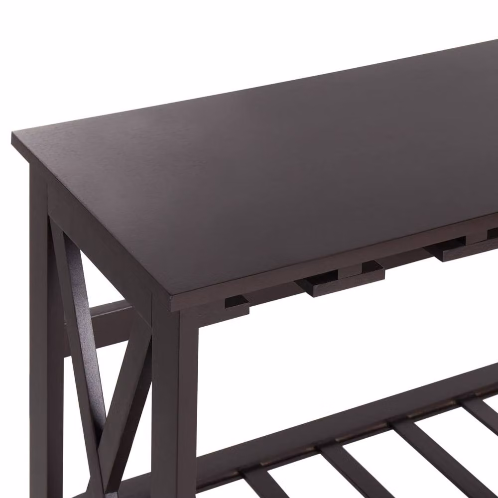 Wyld and Coco Dark Brown Lacquered Wine Rack with MDF Core and Pine Legs W/D/H: 73 x 29 x 90 cm – 5