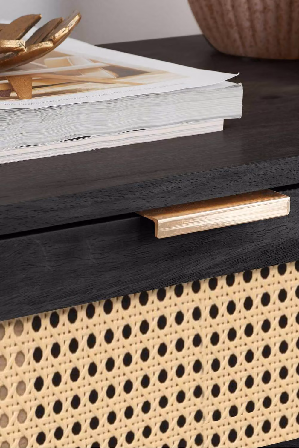 Birlea Sark Pair of Black Rattan Bedside Cabinets with 1 Drawer Each – 2