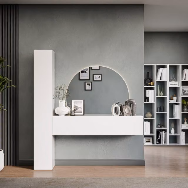 Decorotika Innsbruck Modern Wall Mounted Entertainment Center in High Gloss White