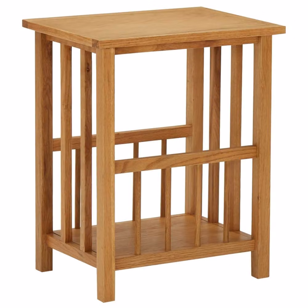 Berkfield Home Magazine Table in Brown Solid Oak Wood, W/D/H: 45 x 35 x 55 cm – 1