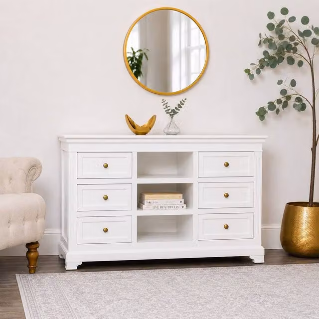 Melody Maison Daventry White Large Wooden Sideboard Cabinet