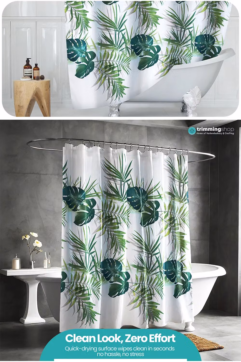 Neel Blue Mandala Polyester Water-Resistant Shower Curtain in Green, Blue and White, W/D/H: 180 x 200 cm – 3