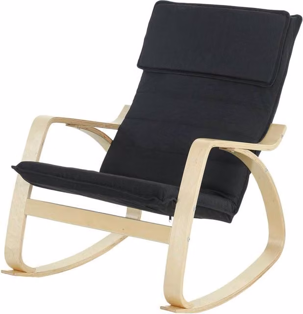 KORVIXA Black Fabric Modern Rocking Chair with Armrests W/D/H: 100 x 100 x 89 cm – 1