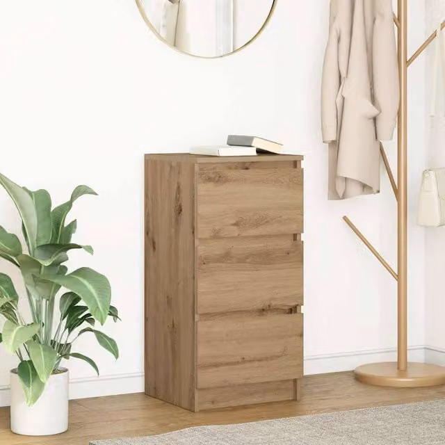 Berkfield Home Artisan Oak Sideboard in Brown, W/D/H: 37.5 x 35 x 76 cm – 1