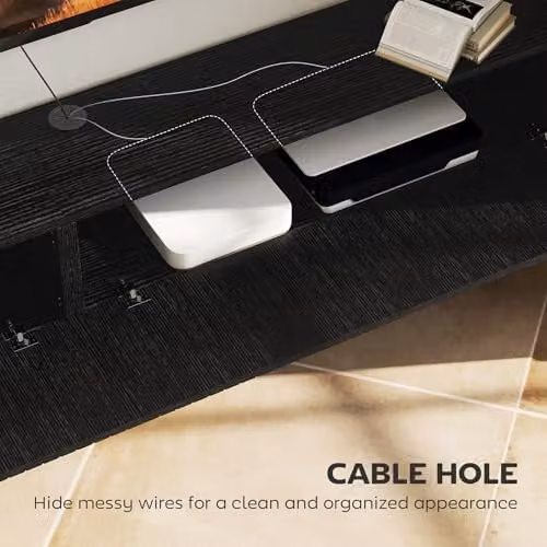 HOMCOM Black Floating TV Unit for Televisions up to 72 Inch, Wall Mounted Minimalist Design – 5