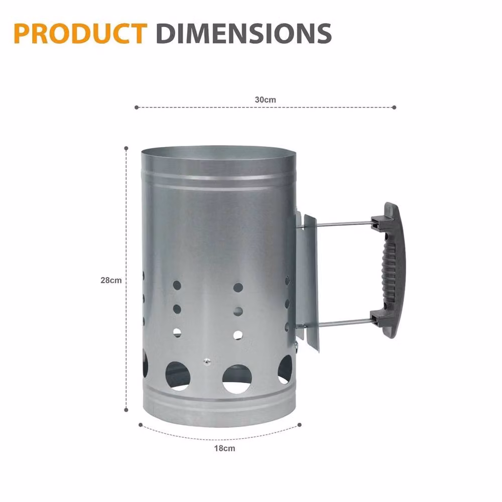 SPETLEK Silver Charcoal Chimney Starter BBQ Burner and Lighter Kit made of Galvanised Steel – 2