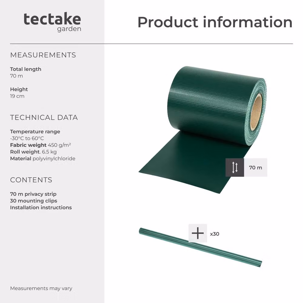 tectake Green PVC Privacy Film Strip 70 m – 6