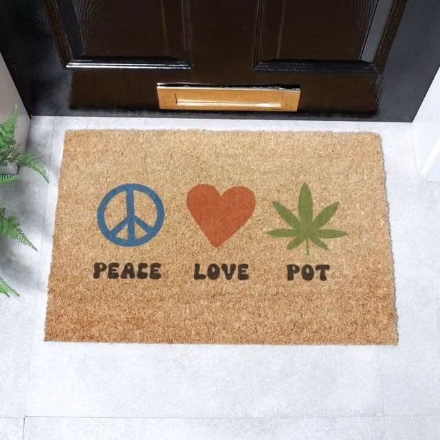 Artsy Mats Peace Love Pot Doormat in Brown, W/D: 60 x 40 cm – 1