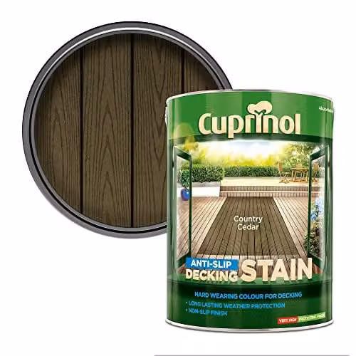 Cuprinol Anti-Slip Decking Stain Exterior Woodcare, Red Cedar, Semi-Transparent Brown