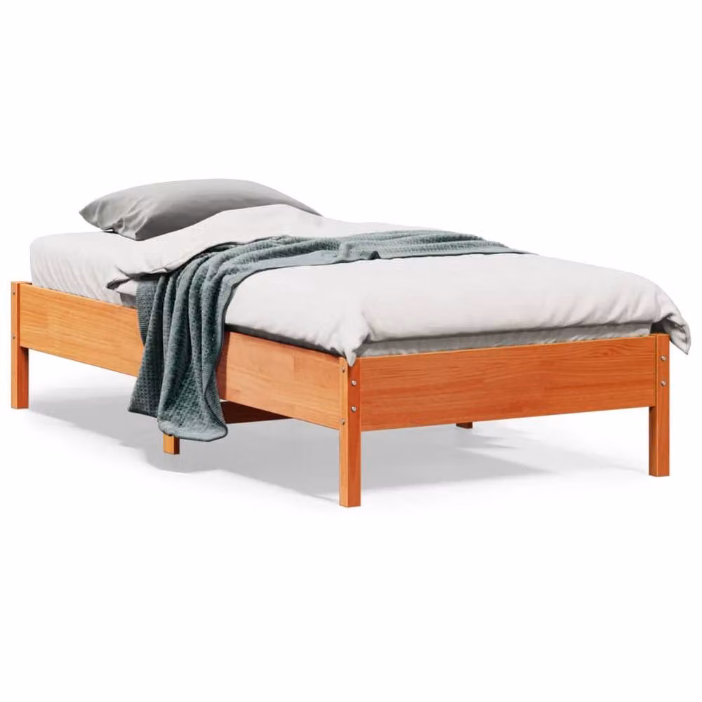 Berkfield Home Beautiful Small Single Solid Pine Bed Frame, Waxed Brown, W/D/H: 190 x 75 x 36.5 cm – 2