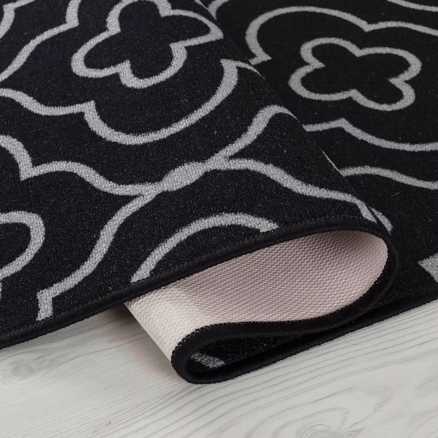 Desire Rugs Non-Slip Machine Washable Quatrefoil Design Doormat, Black, W: 60 cm, D: 40 cm – 3