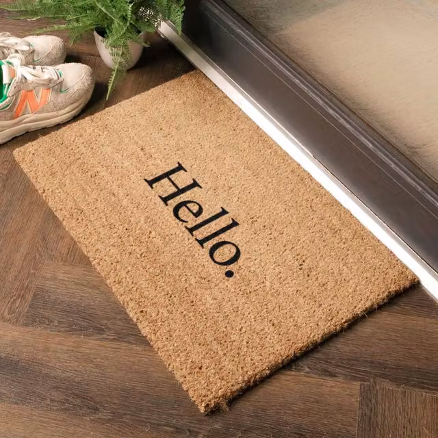 Artsy Mats Modern Hello Dot Doormat in Black, W: 60 cm, D: 40 cm
