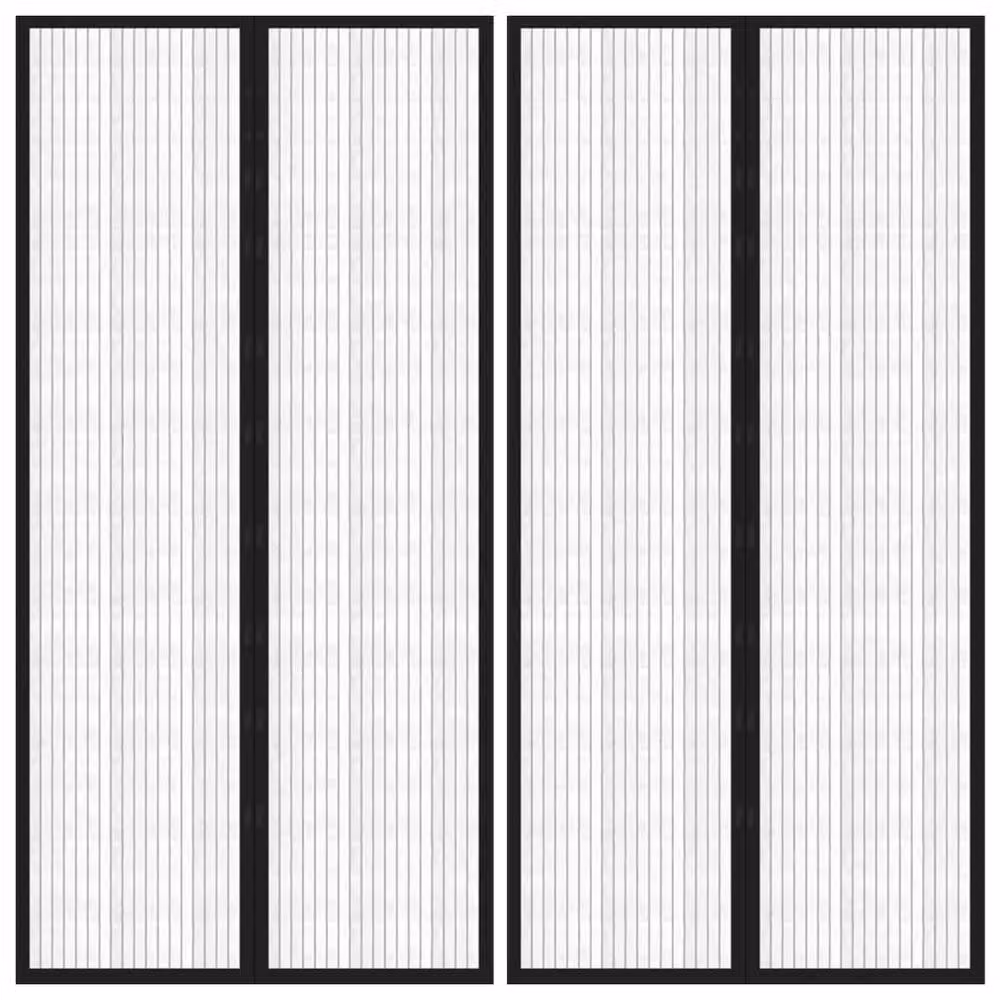 Berkfield Home Insect Door Curtains with Magnetic Blocks, Black, 2 x H 220 cm x W 100 cm – 2