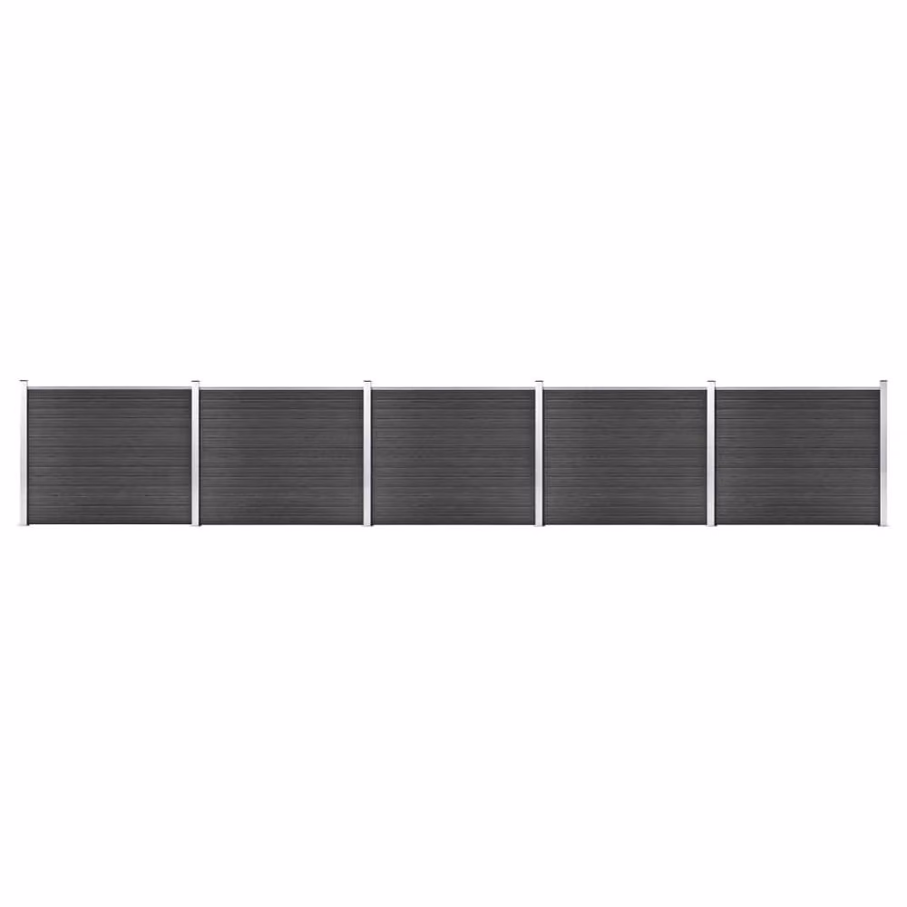 Berkfield Home WPC Fence Panel Set in Grey, W: 872 cm, H: 146 cm – 2