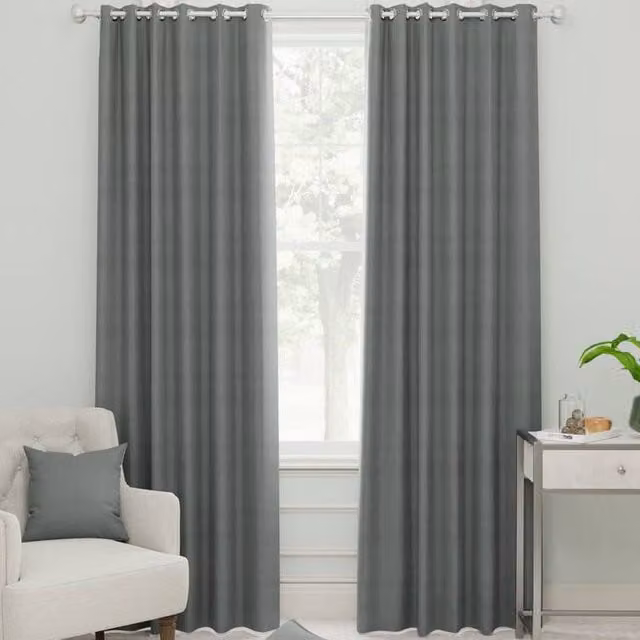 Linda Barker Royal Velvet Made to Measure Grey Eyelet Curtain Panel