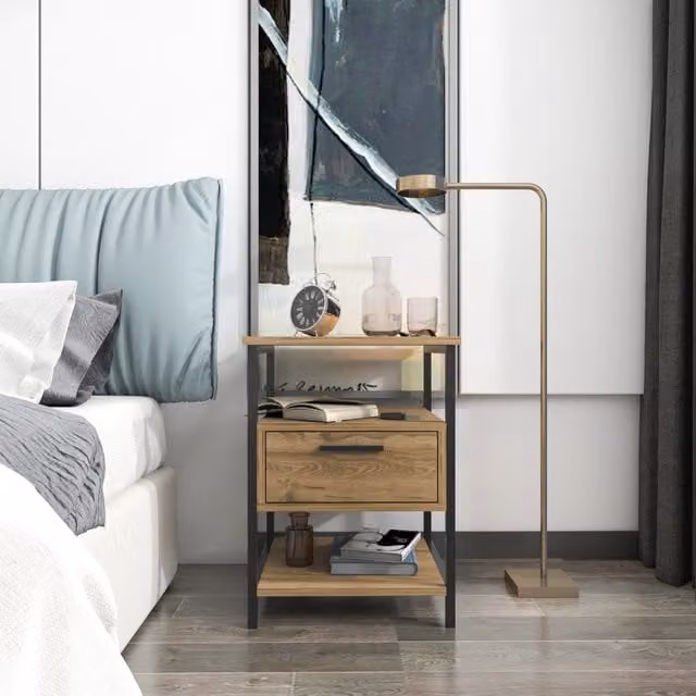 Decorotika Alba Bedside Table in Black and Brown