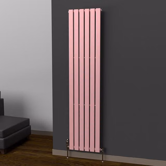 Lux Heat Flat Coloured Vertical Radiator in Pink, H 180 cm x W 42 cm