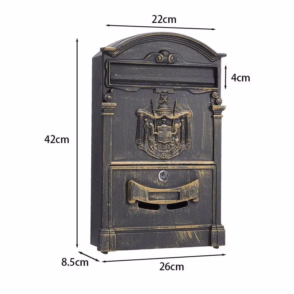 Kelvenix Lockable Steel Post Box in Bronze, W: 42.0 cm, D: 26.0 cm – 2