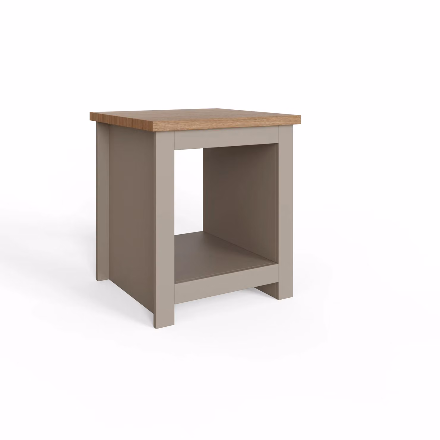 GFW Lancaster Modern Side Table with Shelf in Grey and Oak – 3