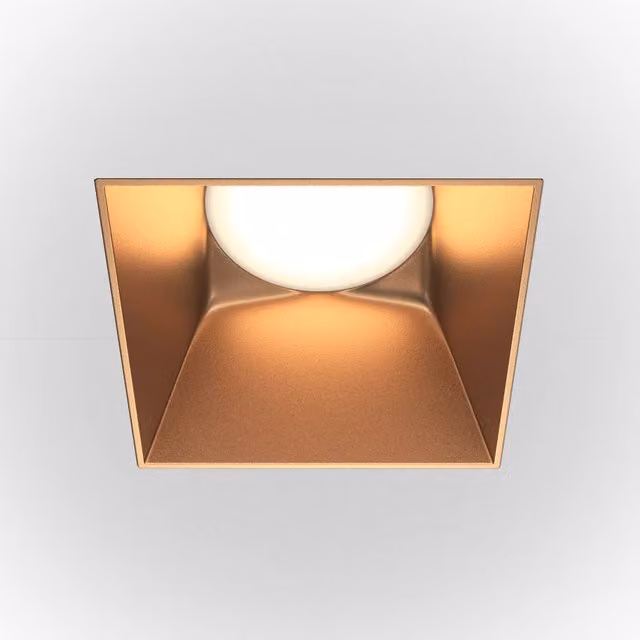 Maytoni Share Square Recessed Downlight, Matt Gold, GU10