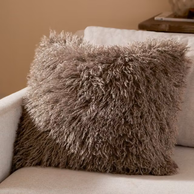 Furn Rowan Faux Fur and Velvet Decorative Cushion, Brown, W/D/H: 50 x 50 x 50 cm – 3