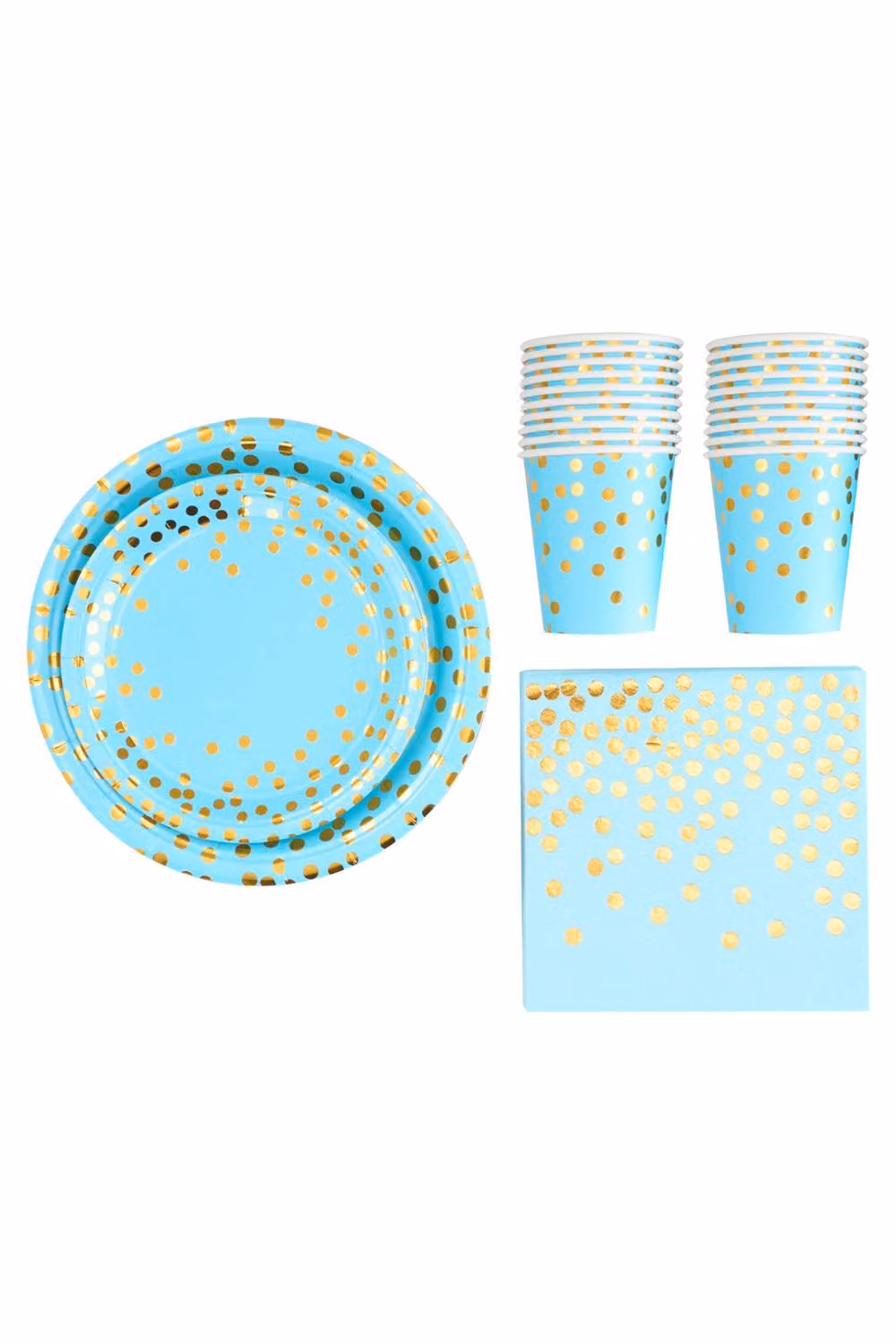 Living and Home 60-Piece Blue Dotted Disposable Paper Birthday Party Tableware Set – 2