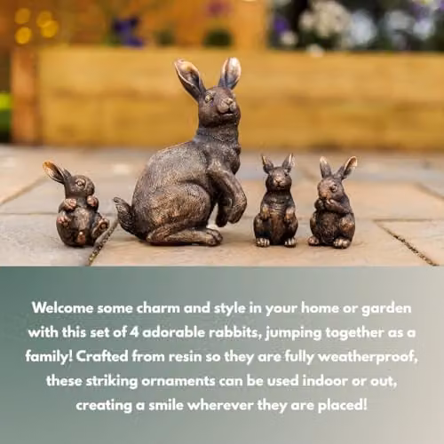 Garden Mile Set of 4 Bronze Rustic Resin Rabbit Ornaments – 4