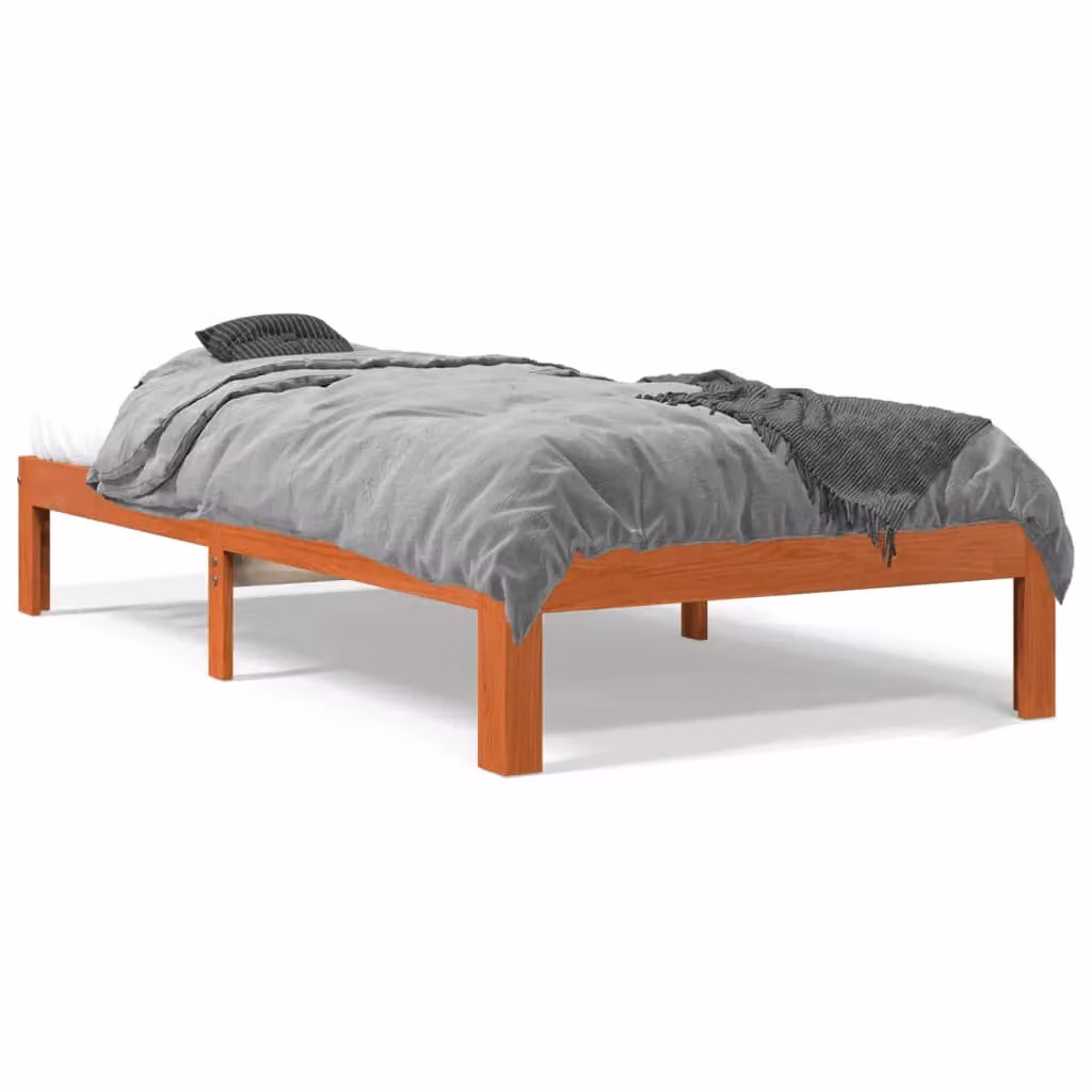 Berkfield Home Solid Wood Pine Bed Frame in Wax Brown, W/D/H: 100 x 200 cm – 2