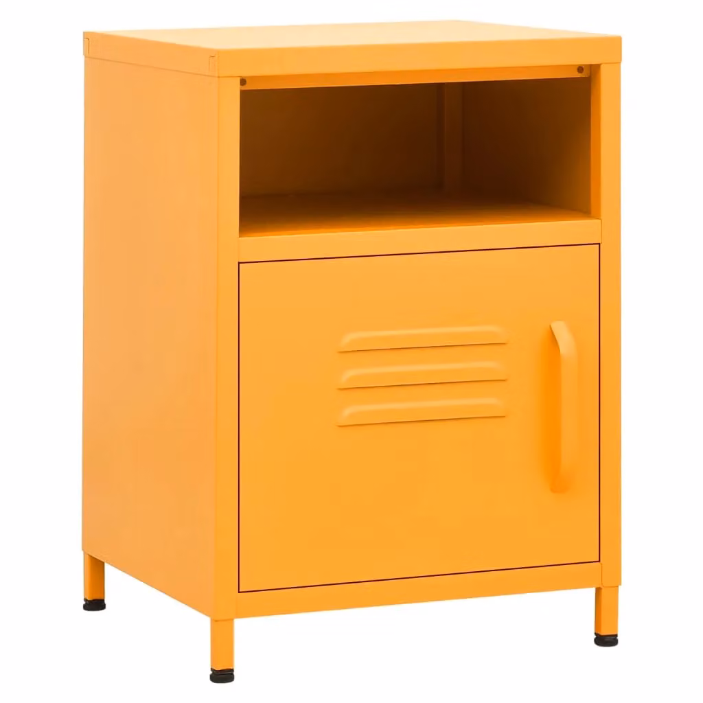 Berkfield Home Mustard Yellow Nightstand with Integrated Lighting, W/D/H: 35 x 35 x 51 cm – 2