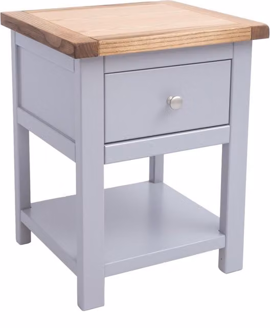 Mirano 1 Drawer Bedside Cabinet with Shelf in Grey and Chrome by Cabinet Bits