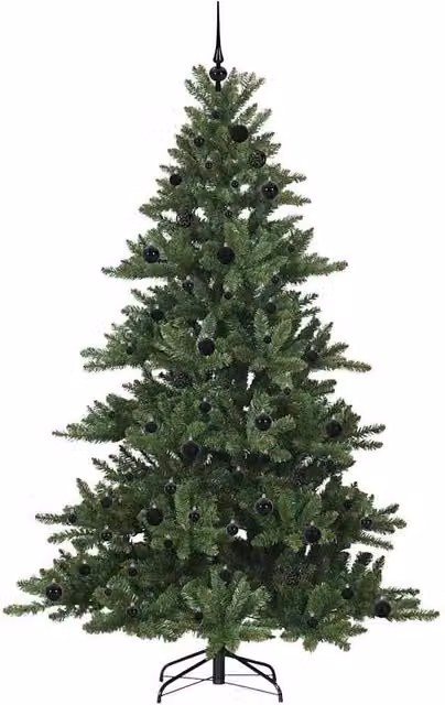 Berkfield Home Elegant Green PVC Artificial Hinged Christmas Tree with 300 Warm White LEDs, Height: 210 cm – 1