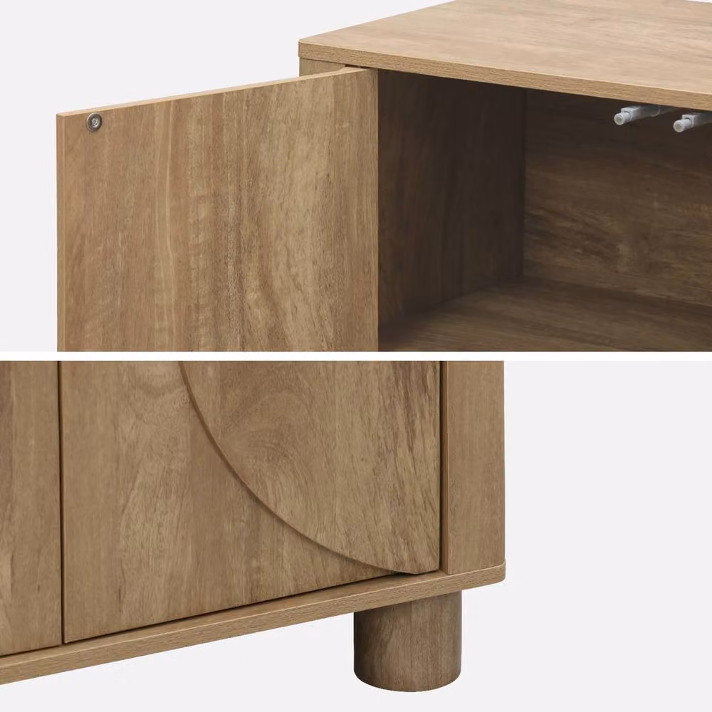 sweeek Exotic Modern Buffet Sideboard with 2 Doors in Brown and Beige Wood Effect, W: 80 cm, H: 72 cm, D: 40 cm – 3
