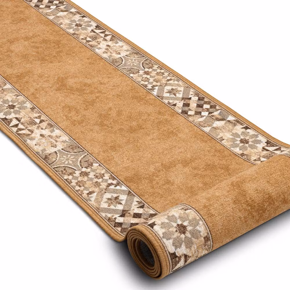 RugsX Murcia Anti-Slip Oriental Runner in Brown, W: 80 cm, L: 330 cm – 2