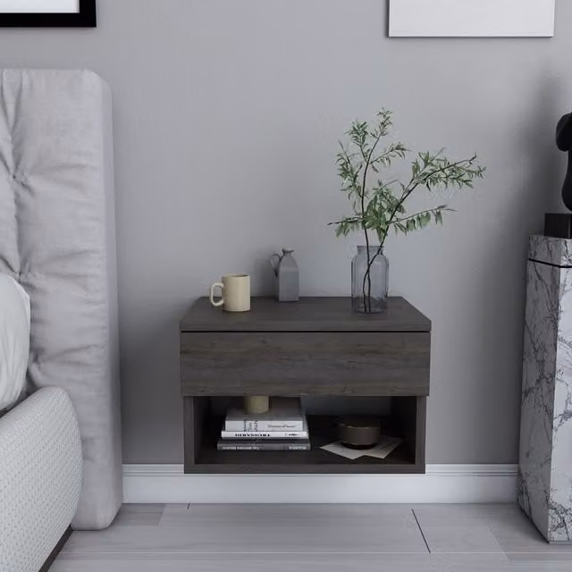 Decorotika Jamot Floating Bedside Table in Brown
