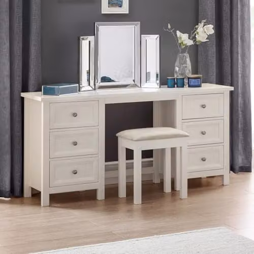 Julian Bowen Maine Classic Dressing Table with 6 Drawers, White, W: 145 cm, D: 44 cm, H: 74.5 cm – 1