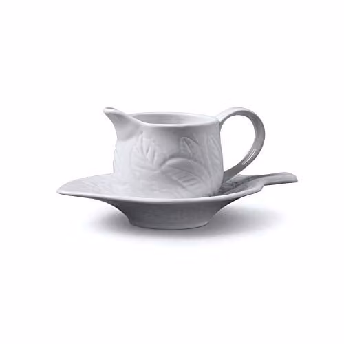 WM Bartleet & Sons 1750 Traditional Porcelain Mint Sauce Boat with Saucer, White, 177ml