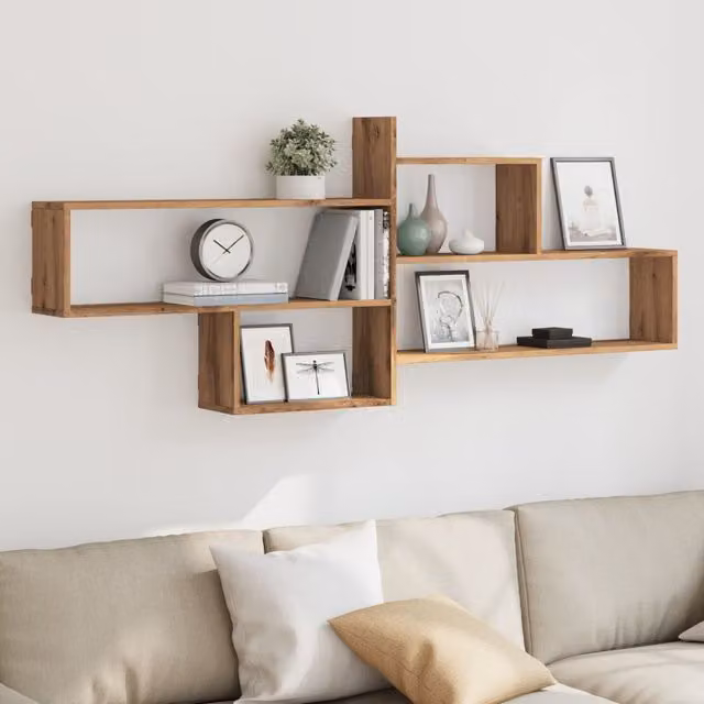 Berkfield Home Artisan Oak Wall Shelf, Brown, W: 167.5 cm, H: 68 cm, D: 18 cm – 1