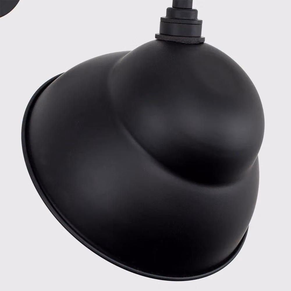 MiniSun Black Metal Swan Neck Outdoor Wall Light with Dome Shade, IP23 Rated, Mains Wired – 3