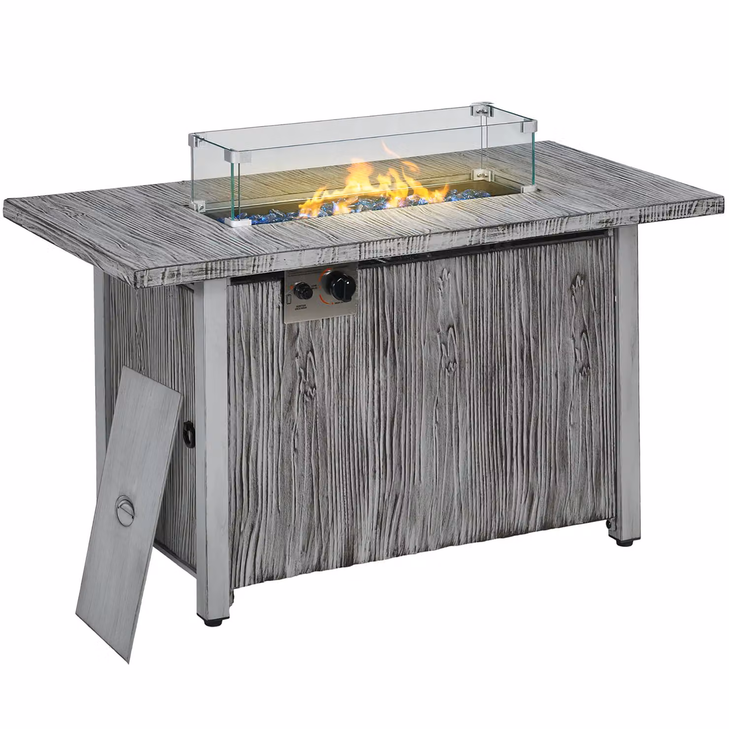OUTSUNNY Grey Propane Gas Fire Pit Table with Cover, 50,000 BTU, W/D/H: 109 x 56 x 63 cm – 2