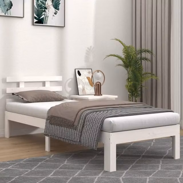 Berkfield Home Small Single Solid Pine Wood Bed Frame in White, W/D/H: 75 x 190 cm – 1