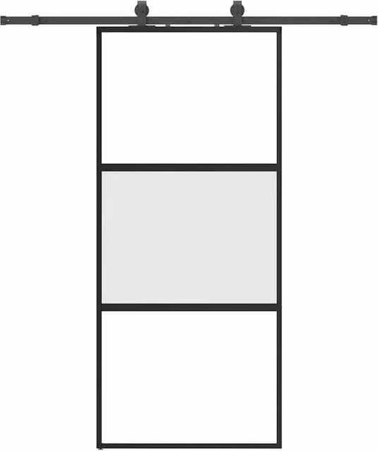 Berkfield Home Modern Black Sliding Glass Door with Hardware Set, W: 90 cm, H: 205 cm – 1