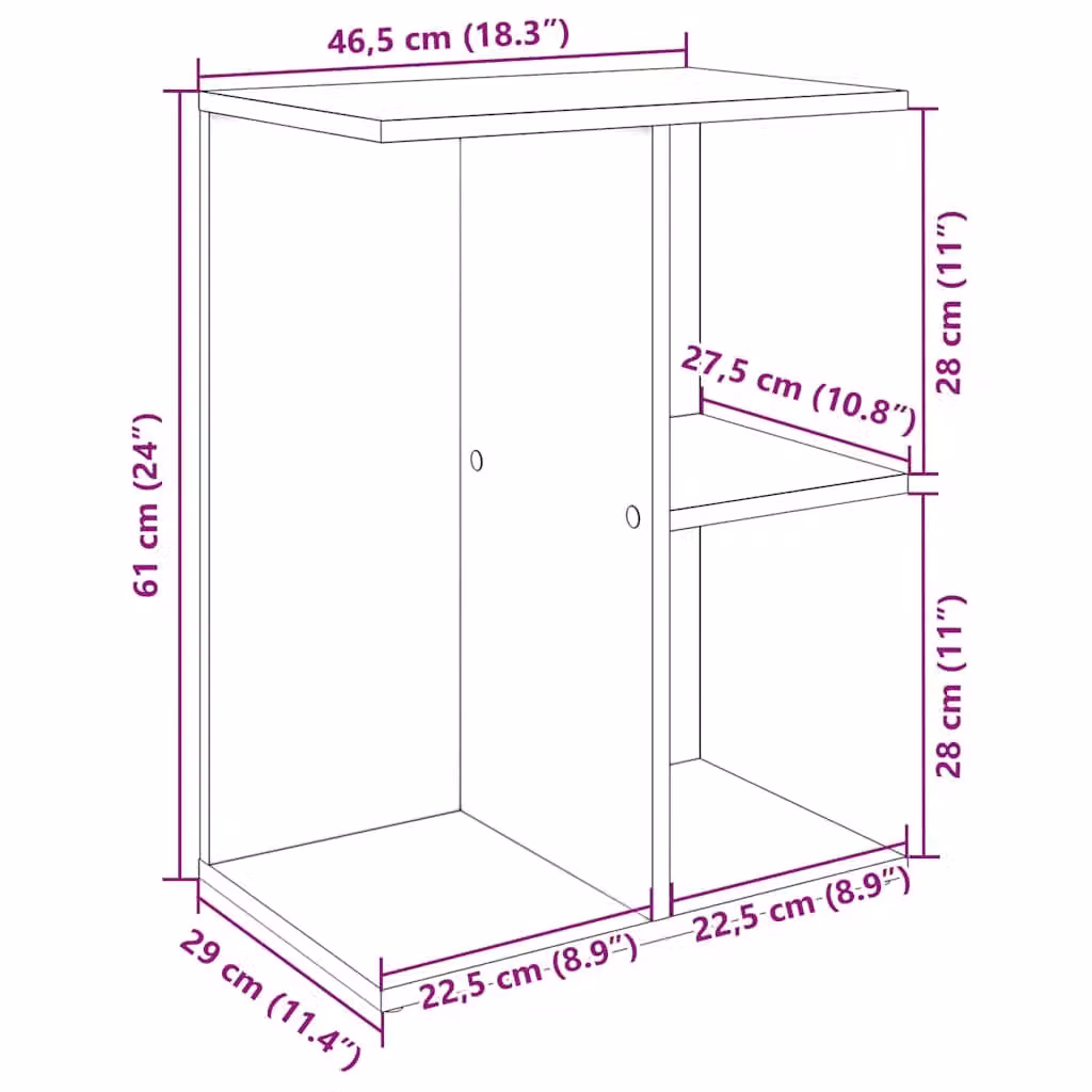 Berkfield Home Set of 2 Classic Bedside Tables in Brown Oak, W/D/H: 46.5 x 29 x 61 cm – 5