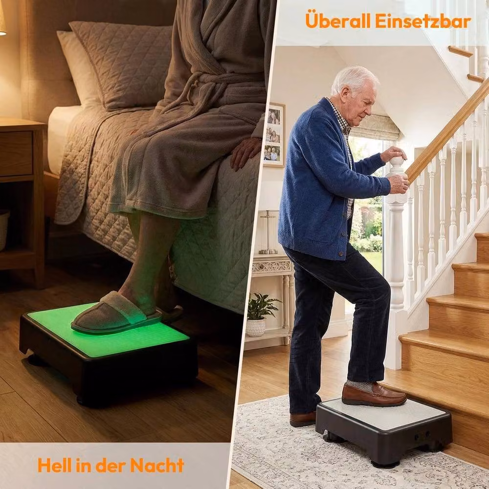NESTLUNE Adjustable Noctilucent Step Stool for Adults and Seniors in Black and Multicolour – 3