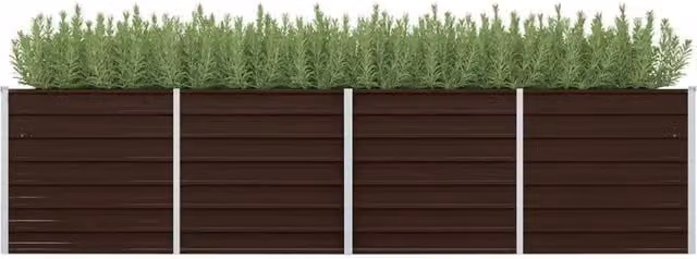 Berkfield Home Garden Brown Galvanised Steel Raised Bed W/D/H: 320 x 80 x 77 cm – 1