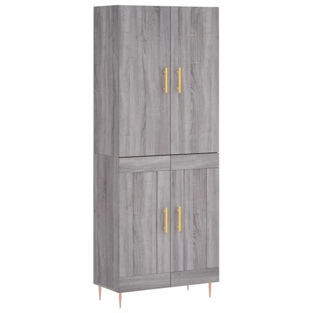 Berkfield Home Grey Sonoma Modern Highboard with Hinged Doors, W: 69.5 cm, D: 34 cm, H: 180 cm – 2