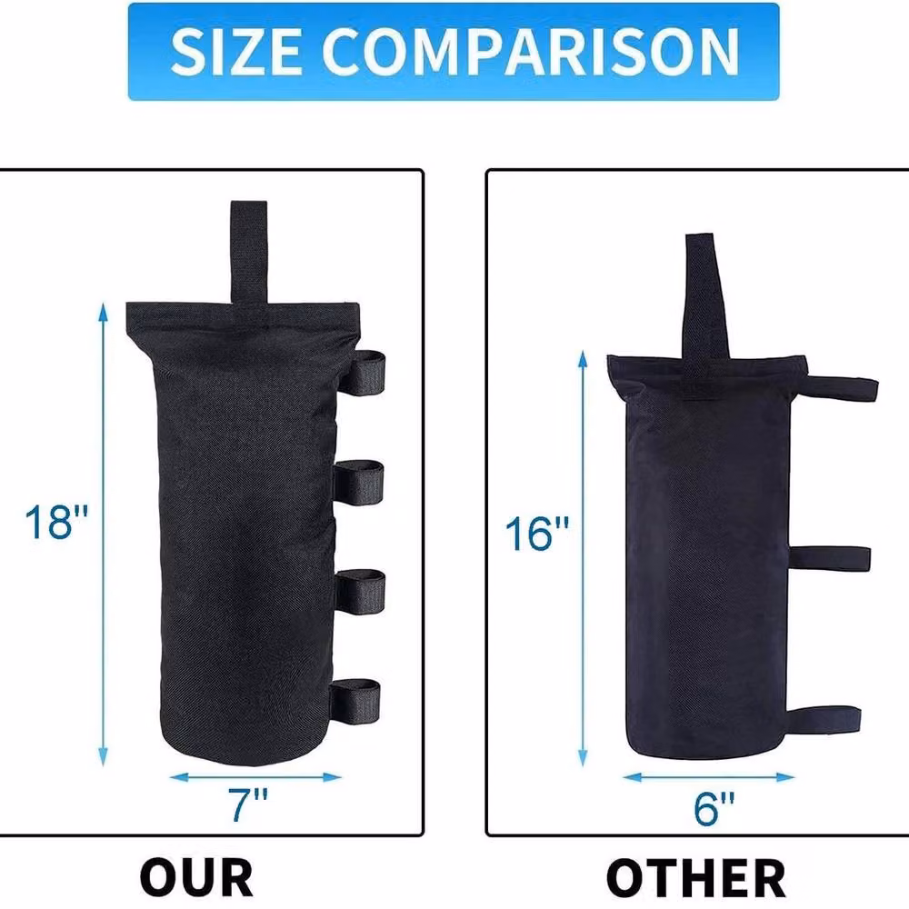 FLAVORA Set of 4 Black Polyester Garden Gazebo Sand Bag Foot Weights, W/D/H: 100 x 15 cm – 4
