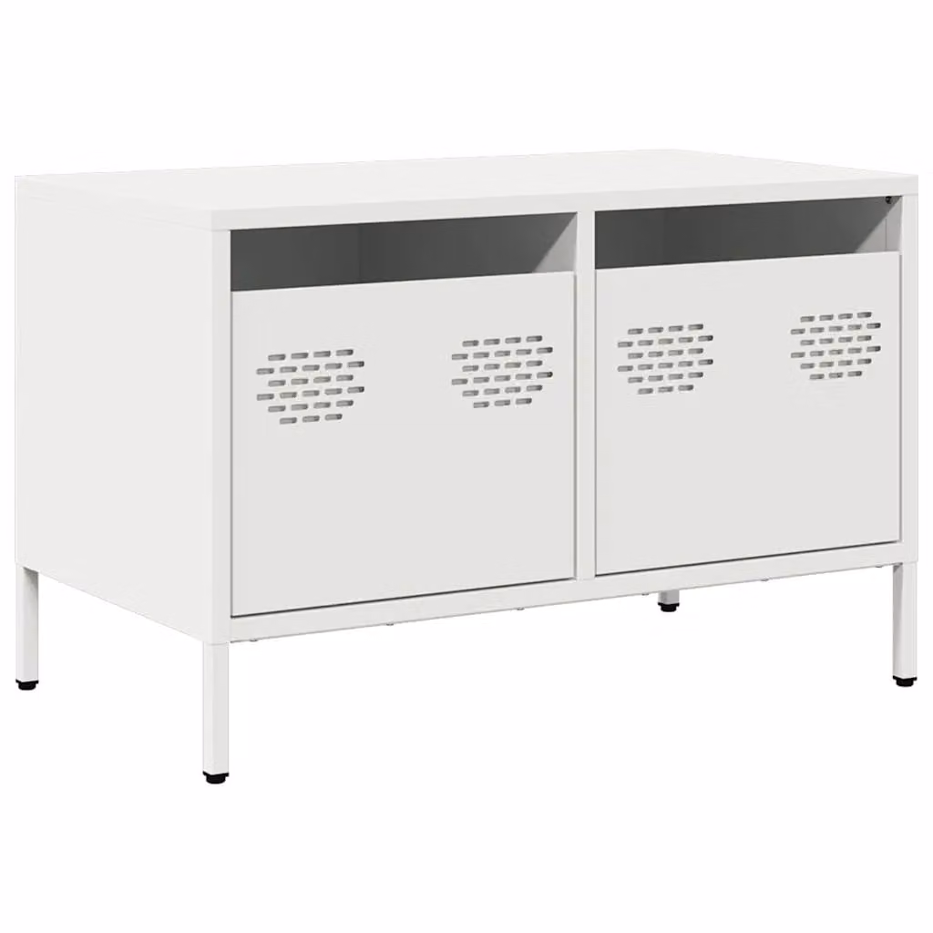Berkfield Home Industrial White TV Cabinet in Matt Cold-rolled Steel, W: 68 cm, D: 39 cm, H: 43.5 cm – 2
